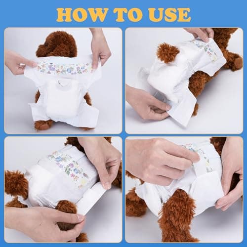 Nobleza Couches Chien Couches Femelles de Formation de Chiot Femelle jetables Super Absorbant Wraps pour Animaux de Compagnie 12 Pack, M