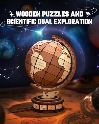 ROBOTIME Puzzle 3D Maquette Globe en Bois a Construire Adulte, Construction Bois Modelisme Maquette Adulte, Cadeaux pour Adultes Et Adolescents