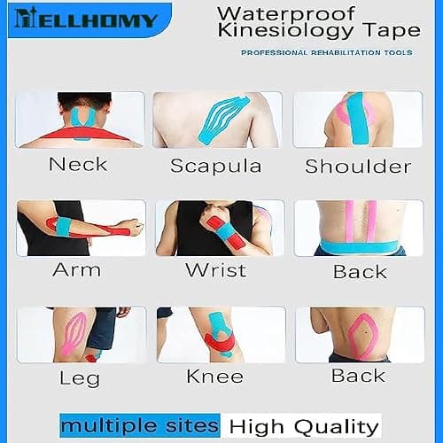 Bande de Kinésiologie Precut (5 cm x 5 m, 20 Bandes),Hypoallergénique, Imperméable et Respirante, Bande de Sport Physio-élastique pour Soulager La Douleur pour Les Muscles(Couleur de Peau)