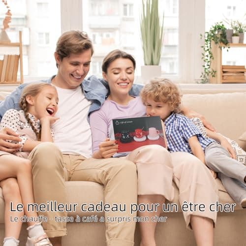 Chauffe Tasse Bureau avec Inductance Gravitationnelle pour Arrêt Automatique, Maintien Thé Lait Café au Chaud en Cuisine et Maison (avec Tasses)