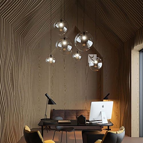 MZStech Suspension en verre classique sphérique Lampe suspendue en verre à une lumière, plafonnier ampoule E27 (30CM)