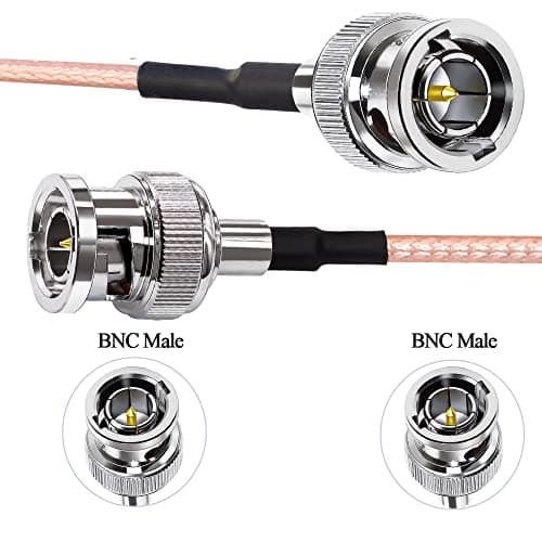 TUOLNK Câble BNC 75ohm Câble d'assemblage d'extension BNC mâle vers BNC mâle RG179 20 pouces (50 cm) Antenne WIFI Pigtail Jumper Câble coaxial vidéo HD SDI 2 Pack