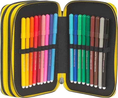 Clondo Trousse Triple Remplie Enfants, pour Ferrari Fans, 45 Accessoires Scolaires, 3 Fermetures Éclair, Compartiments Organisés, Crayons de Couleur, Feutres, Ciseaux