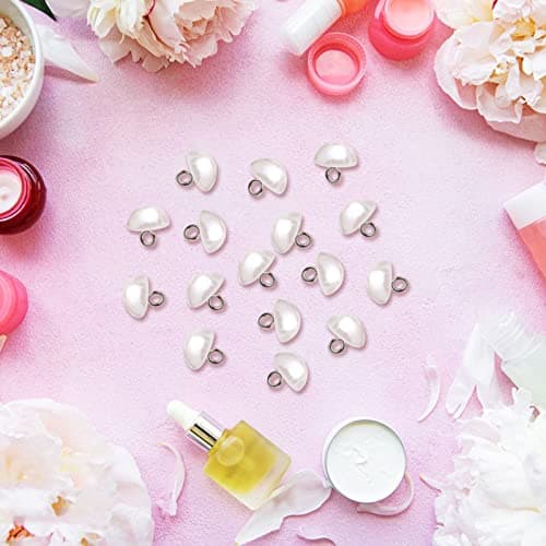 YWNYT Lot de 200 boutons décoratifs en forme de demi-boule en forme de boule en forme de champignon avec tige en métal pour bricolage, couture, vêtements et loisirs créatifs Blanc 10 mm
