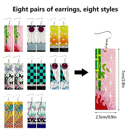 Boucles D'oreilles Anime en Acrylique - 8 Paires pour Cosplay et Bijoux