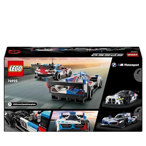 LEGO Speed Champions Voitures de Course BMW M4 GT3 et BMW M Hybrid V8, Véhicules Jouet pour Enfants, 2 Modèles à Construire, 2 Figurines de Pilotes, Idée Cadeau pour Garçons et Filles Dès 9 Ans 76922