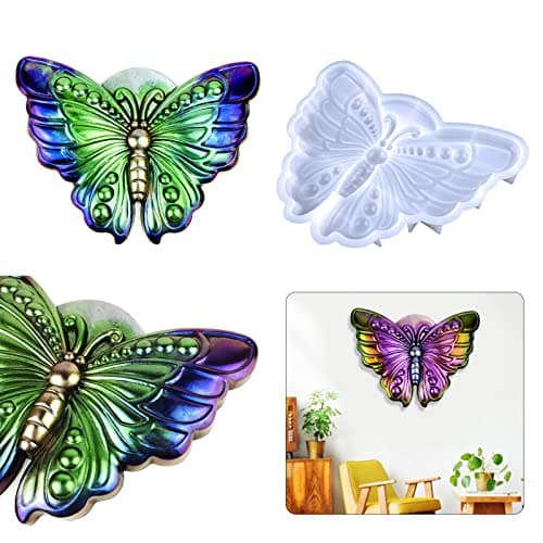 URFEDA Moule en Résine Silicone 3D Papillon Suspension Murale Moule en Résine Époxy Moule en Résine d'animaux Marins Moules à Bougie Silicone pour Bricolage Souvenirs Artisanat Cadeau