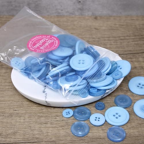 Sachet de boutons en acrylique et résine pour création de cartes Bleu 100 g