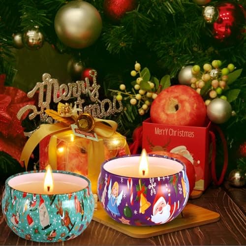NCKIHRKK Coffret Cadeau Bougies Parfumées de Noël, 6 pcs. Idee Cadeau Femme, Naturel Cire de Soja Bougie Décoration Noel, Bougie Aromathérapie Cadeau Femme Maman Petite Amie Collègue Invité