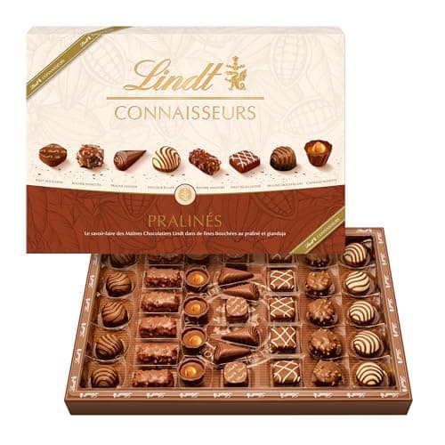 Lindt - Boîte CONNAISSEURS Pralinés - Assortiment de Chocolats au Lait et Noirs Pralinés - Idéal pour Noël, 409g