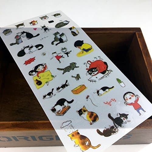 BeatlGem 6 Feuilles Super Mignon Chat Autocollants pour DIY Albums Journal Portable Décoration Bande Dessinée Scrapbooking Bureau De L'école Papeterie Meilleur Cadeau pour Vos Enfants