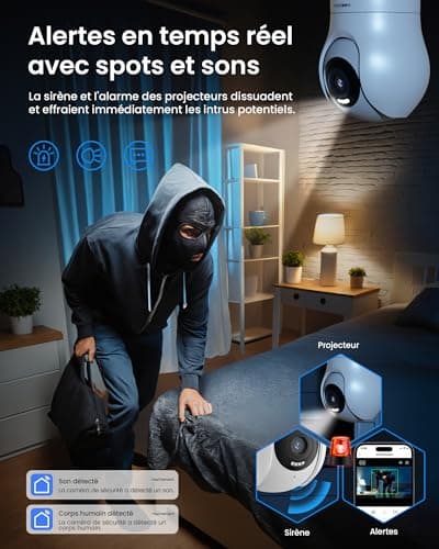 VEEZOOM 2K Ampoule Camera Surveillance WiFi, IP Caméra Ampoule Intérieur sans Fil de Lampe E27 avec Suivi Automatique, 30m Vision Nocturne Coloré, Discussions en Temps Réel, WS-D1
