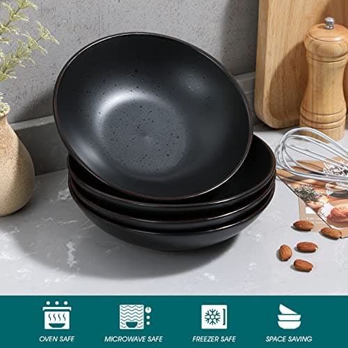 vancasso, Série Moda, Assiette Creuse en Céramique, Assiette à Soupe Saladier - 4 Pièces