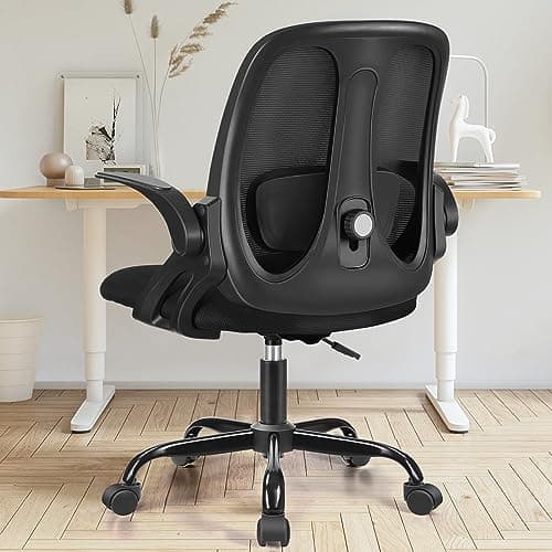 Razzor Chaise de Bureau, Fauteuil de Bureau Ergonomique avec Soutien Lombaire Réglable, Chaise d'ordinateur en Maille Respirante avec Accoudoirs Pliants, Fauteuil de Bureau Réglable en Hauteur
