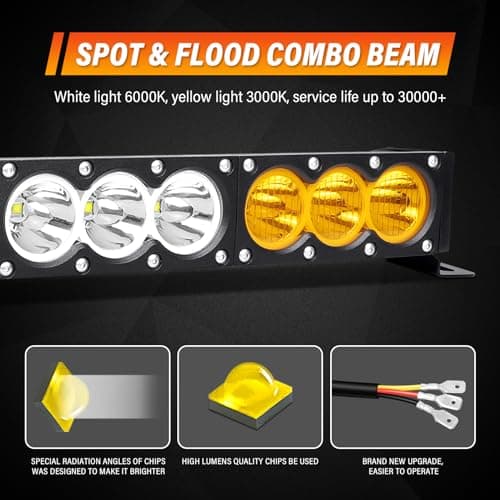 Willpower Barre LED 44'' 240W Rampe LED Rangée Unique Bar LED 12V 24V IP67 Projecteur LED Feux Phare de Travail LED pour 4x4 Voiture Camion Tracteur Quad Bateau, con Câblage, Ambre & Blanc