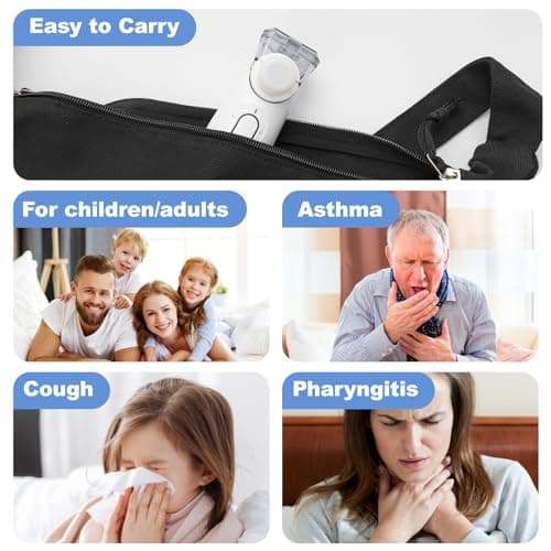 Nébuliseur Inhalateur Silencieux,Aerosol avec Embout et Masque,Portable Nébuliseur Silencieux Pour le appareil respiratoire
