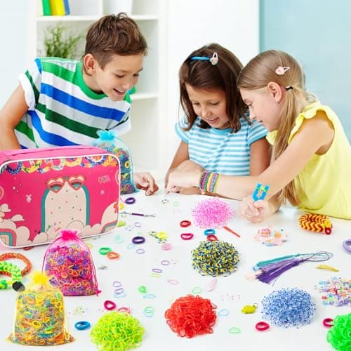 SLEMAKO 18000+ Elastique Bracelet Kit, 20 Couleurs Bricolage Creation Collier Bracelet Elastique Enfant Kit, Tissés Caoutchouc Kit Bracelet Jouets Pour Garçon Enfants Cadeaux D’Anniversaire Et De Noël