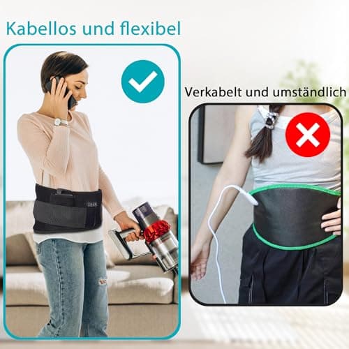 Ceinture Chauffante Lombaire Sans Fil avec 3 Modes de Massage Dos et 3 Niveaux de Chauffage - Soulagement Efficace des Douleurs Lombaires, Abdominales et des Jambes sciatique,Regles douloureuses
