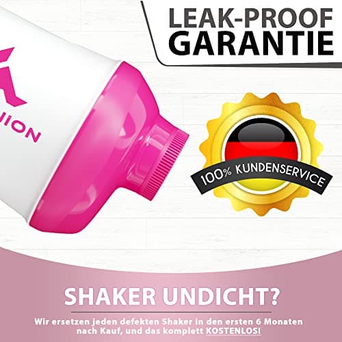 Protein Shaker Protein Shake Deluxe 800 ml - shaker protéiné étanche, sans BPA avec tamis et tartre pour les shakes crémeux de poudre de protéine de lactosérum - tasse de fitness en Rose
