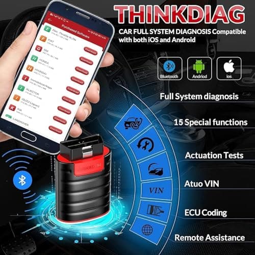 thinkcar ThinkDiag OBD II Scanner Outil d'analyse OBD II pour véhicule, Lecteur Code Voiture équipé de Fonctions de 15 réinitialisation pour Systèmes Complets,ECU Scanner,pour iOS et Android