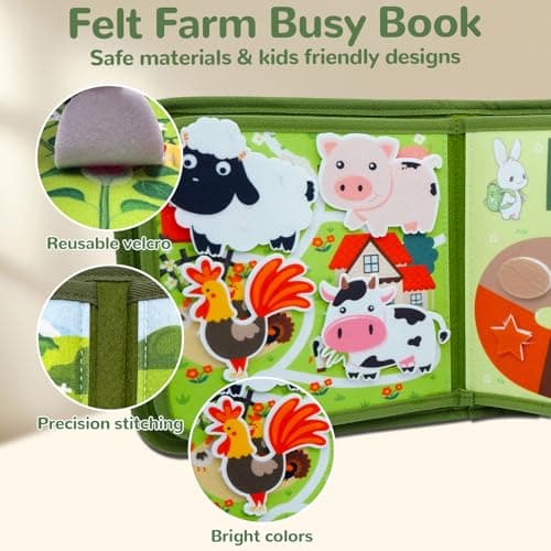 Busy Board Montessori âge 1 an-4 Ans, Jouet Bebe 1 an, Busy Book Quiet Book Jeux Enfant 1 an, Jeux Montessori 1 an Jouets de Voyage, Jouets d'activité et de Développement, Cadeau Enfant 1 2 3 4 Ans