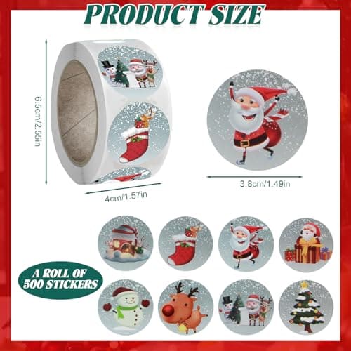 500 autocollants de Noël autocollants, décorations de cadeaux festives, motifs variés (B)