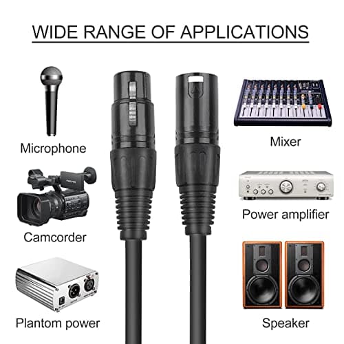jindaaudio Lot de 4 Câbles DMX pour Microphones et éclairage de Scène, Câble DMX XLR mâle vers XLR femelle 1.2 m avec connecteur à 3 broches