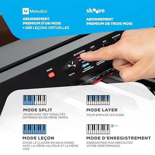 Alesis Recital Grand – Piano numérique 88 touches de taille authentique à mécanique graduée à marteau, 16 sons de clavier piano et enceintes intégrées