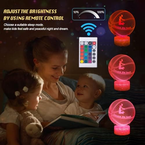 INTUPGD NTUPGD Basketball Veilleuse pour enfants, Veilleuse basket ball 3D Lampe 16 Couleurs Changeantes à intensité variable, Cadeau d'anniversaire et Décoration De Fête Lampe 3D