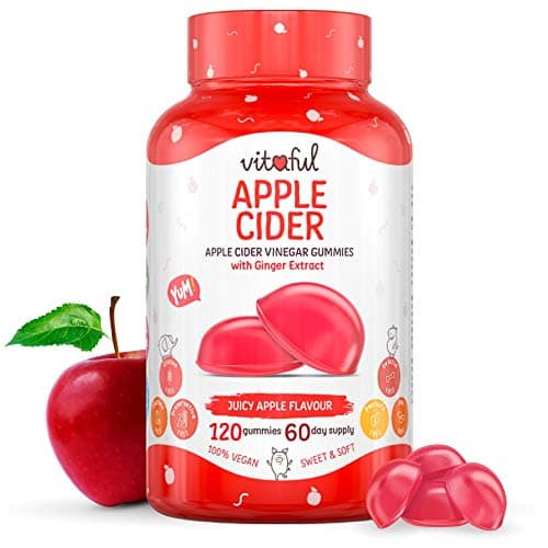VITAFUL Apple Cider - Detox, Nettoyage Intestinal, Digestion & Regain d'Energie - Vinaigre de Cidre & Extrait de Gingembre - Complément Alimentaire - 100% Végan - 120 gummies Dose de 2 Mois