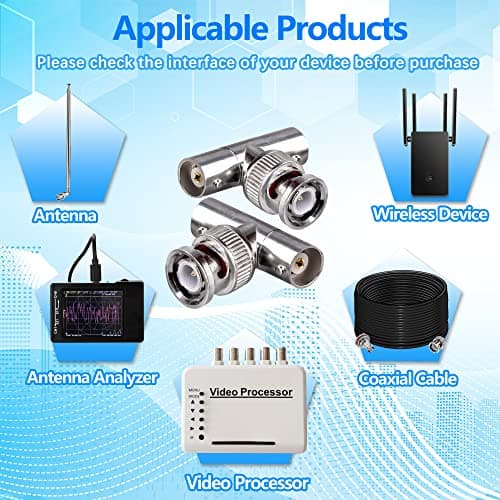 Connecteur BNC Triple T BNC mâle à double BNC femelle Adaptateur coaxial RF en forme de T pour câble coaxial de sécurité CCTV DVR Caméra BNC 3 voies Splitter Combiner 2 Pack