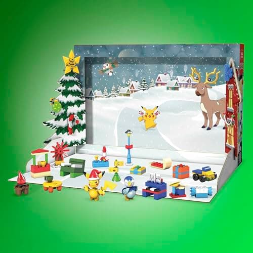 MEGA Calendrier d'advent Pokemon, 24 jours avec différentes surprises Pokémon à assembler sur le thème des fêtes, GYG99