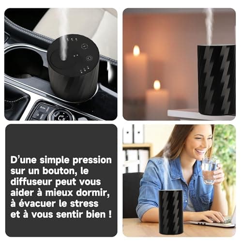 MEKOTRIN Diffuseur Huiles Essentielles, Désodorisant Voiture 20ML Aromathérapie sans Eau - Minuterie, Marche Arrêt Automatique, Diffuseur Parfum Maison Bureau Voiture(Bande Diagonale)