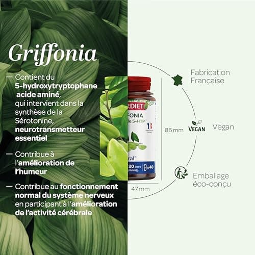 SUPERDIET - GRIFFONIA - Naturopathie - Bon moral et bonne humeur - Fabrication française - 40 gélules