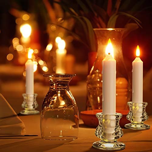 PChero Chandelier Bougeoir en Verre Decoratif Bougeoirs pour Bougies Coniques Decoration Noel Mariage Table Maison Chambre Salon – Lot de 12