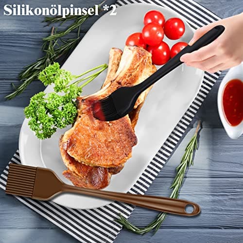 Grilliance 38pcs Kit Barbecue Set Accessoires de Grill en Acier Inoxydable pour Hommes,Ensemble d'Ustensiles de Grill de Haute Qualité avec Sac et Tapis pour Camping Marron