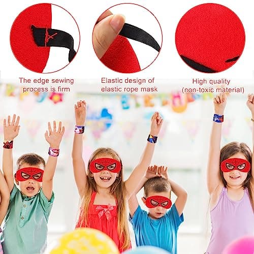 48 Pièce Spiderman Party Cadeaux, Sac Cadeau Anniversaire Enfant Spiderman, 12 Porte-clés Spiderman, 12 Sacs Cadeaux Spiderman, 12 Masques en Feutre Spiderman, 12 Slap Bracelets à Claquer Spiderman