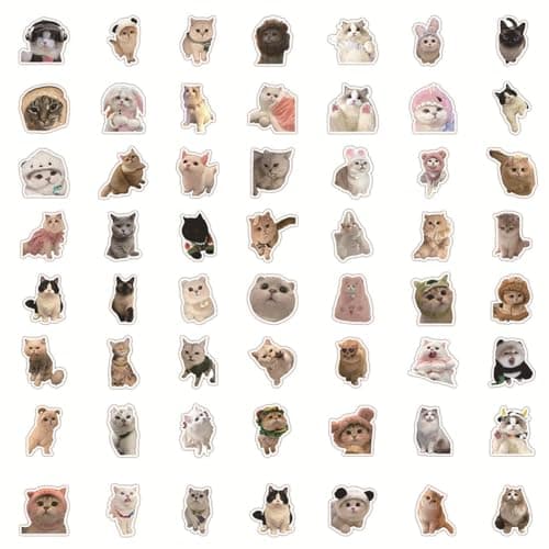 LEEQ Autocollants Mignons Chats Chien en Vinyle Imperméables - Vinyle Étanche Drôle Stickers, pour Les Amoureux des Chats, Bouteille d'eau, Scrapbooking, téléphone (120pcs)