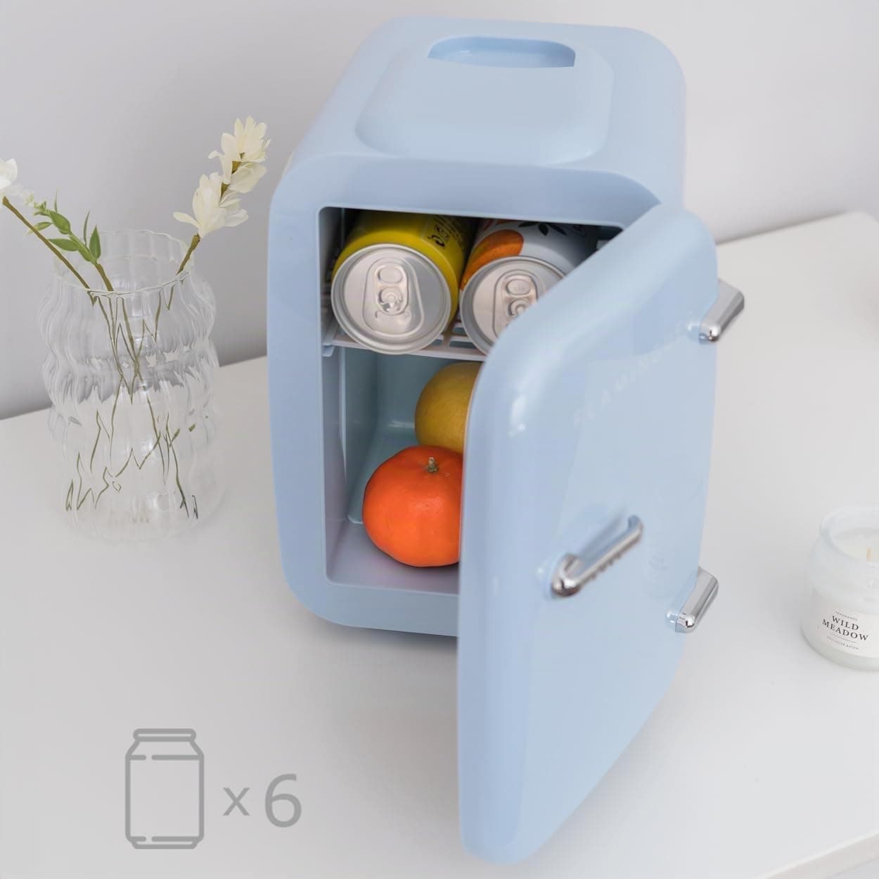 Flamingueo Mini Frigo - Petit Refrigerateur 4L, 12V/220V, Fonction Chaud et Froid, Mini Frigo de Chambre