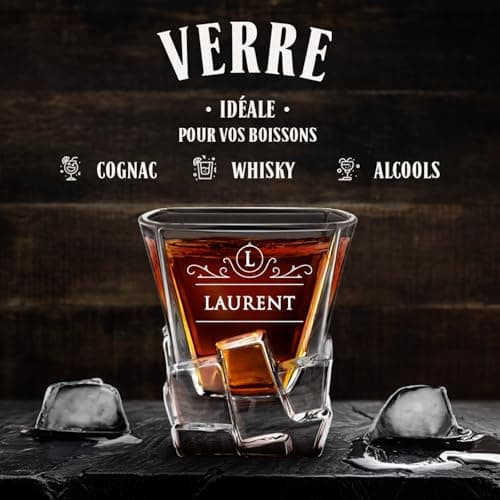 Maverton Verre à Whisky avec Gravure - Cadeau Homme - Cadeau personnalisé pour homme - Verre a Whisky Élégant pour Lui - Cadeau Noel - au Design Unique - Classique
