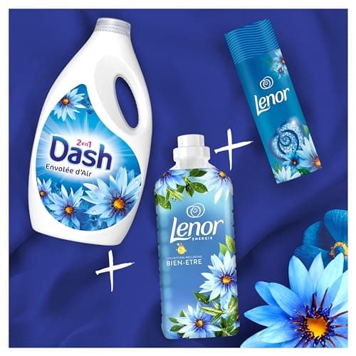 Dash 2in1 Lessive Liquide 102 Lavages, Envolée D’Air, Avec une Touche d’Huiles Essentielles et de Lenor, Fabriquée en France