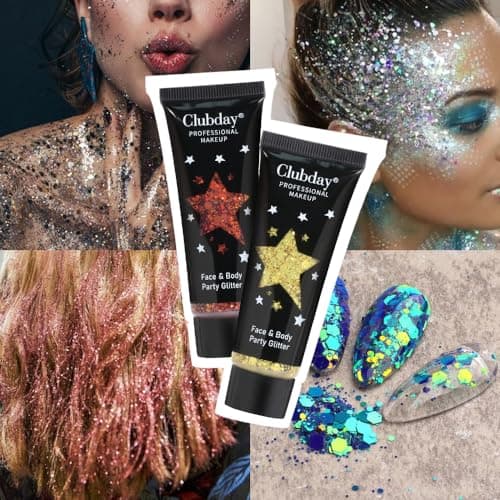 visage corps paillettes gel paillettes pour les yeux, les lèvres, les cheveux, les ongles, le visage et le corps - Mermaid flocons Big Block Glitter Festival accessoires 30ml (#08 Bleu)