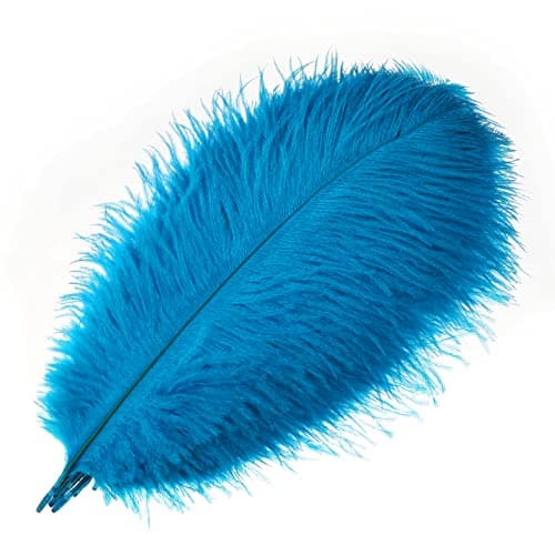 Mwoot 10pcs Naturelles Plumes d’Autruche, Ostrich Feathers Plume 25-30CM pour Les Chapeaux, Maison, Mariage fête Décoration (Bleu)