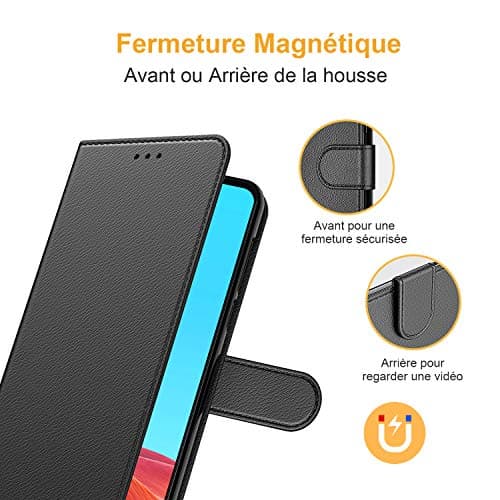 Tenphone Coque pour iPhone SE 2022 5G/SE 2020/6/6S/7/8, Pochette Housse de Protection Etui à Rabat Premium en Cuir PU [Fermeture Magnétique] Compatible avec (iPhone 6/7/8/SE (4,7"), Noir)