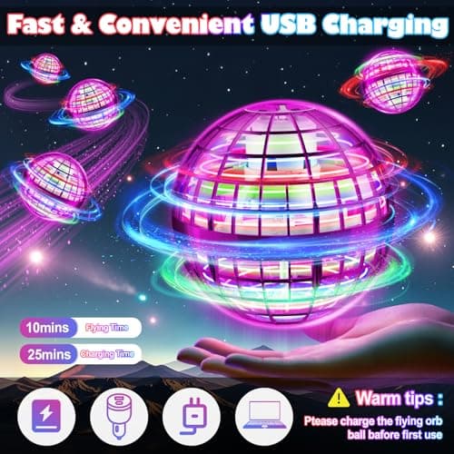 ANOEPUY Boule Volante,Jouet Lumineux, Boule Magique,Magique Mini Drone Cadeau Enfant,Flying Boomerang Hand Spinner Jeux Extérieur Intérieur Enfant (Violet)
