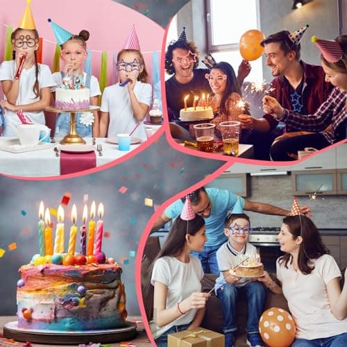 Kit Chapeau Anniversaire Enfant, 33 Pièces Chapeau de Couronne D'anniversaire con Sifflet Colorées et Lunettes de Fête, Chapeau de Fête d'anniversaire en Papier Pour Adultes Enfant