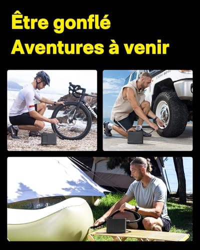 HOTO Pompe à Air Master, Gonfleur Portable sans Fil pour Voiture et Vélo, Électrique avec 9 Modes, Alimentation Double pour Bouées, Matelas, Kayak, Tente, Planche à Pagaie, Sup