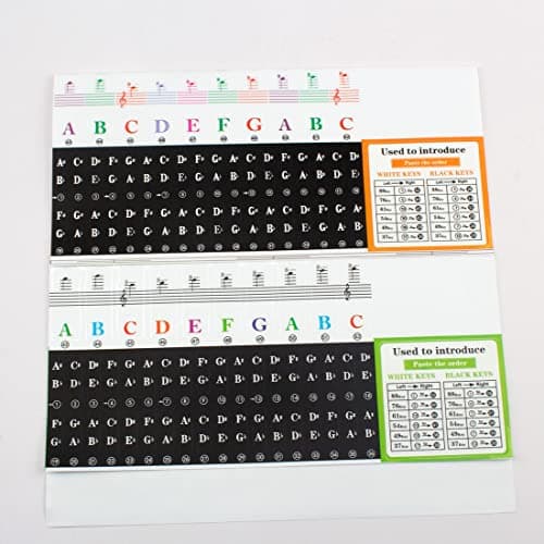 Piano et clavier Notes de musique Ensemble de stickers pour les touches de couleur et Noir, Transparent et amovible, idéal pour enfants et débutants Stickers pour 37/49/54/61/88 touches (Couleur,noir)