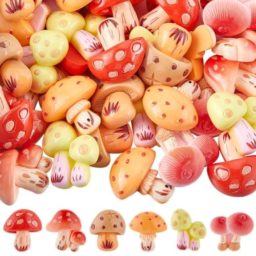 60 breloque de Noël en Résine à Dos Plat Mini Cabochons à Dos Plat en Forme de Champignon Couleur Aléatoire Jolies Breloques de Noël Plates en Résine pour Embellissements Scrapbooking Bricola