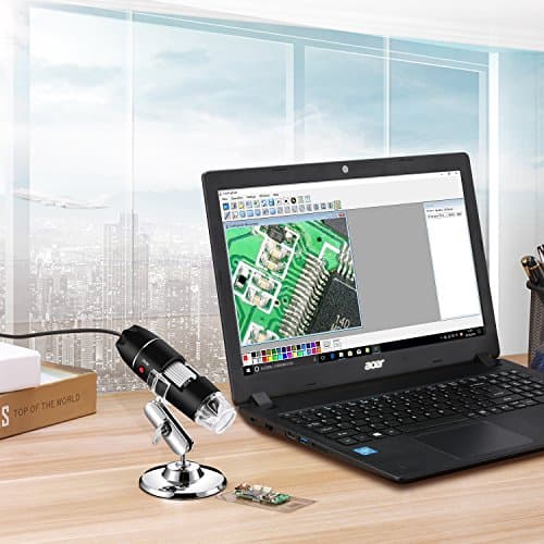 Microscope numérique USB, endoscope de grossissement 40X-1000X Portable Bysameyee, Microscope Digital 8 LED pour Windows 7/8/10 Mac Linux sous Android (avec OTG)